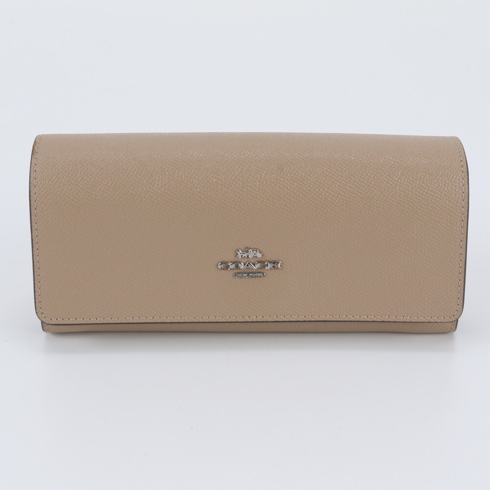 Coach 58307 Leather Long Wallet, Round Zipper, Brand Name, Women's